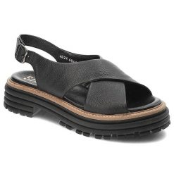 Czarne Sandały Simen Wygodne Buty Damskie. Czarne sandały damskie Simen, bez wzorów, z materiału, bez obcasa, bez zapięcia. Za 279.00 zł.