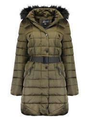 Geographical Norway Płaszcz pikowany "Anemone" w kolorze khaki rozmiar: XL. Brązowe płaszcze damskie Geographical Norway, xl, bez wzorów, z tkaniny, bez kaptura. Za 278.66 zł.