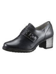 Heine Skórzane czółenka w kolorze czarnym rozmiar: 37. Czarne czółenka damskie Heine, bez wzorów, ze skóry, bez obcasa. Za 121.99 zł.