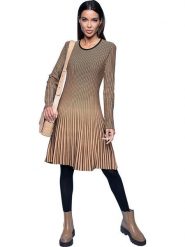 Heine Sukienka w kolorze beżowym rozmiar: 42. Brązowe sukienki damskie Heine, bez wzorów, z bawełny, bez ramiączek. Za 109.26 zł.