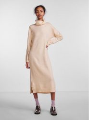 Pieces Sukienka dzianinowa Juliana 17126281 Beżowy Regular Fit. Brązowe sukienki damskie Pieces, bez wzorów, z dzianiny, bez ramiączek. Za 129.99 zł.