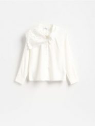 Koszula z modalem - biały. Białe koszule damskie Reserved, l, bez wzorów, z tkaniny, bez kołnierzyka, bez ramiączek. Za 139.99 zł.