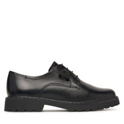 Oxfordy Tamaris. Czarne półbuty damskie Tamaris, bez wzorów, bez obcasa, bez zapięcia. Za 394.99 zł.