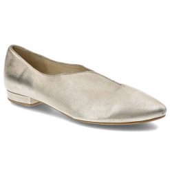 Złote Półbuty Exquisite Skórzane Buty Damskie. Żółte półbuty damskie EXQUISITE, na wiosnę, bez wzorów, ze skóry, bez obcasa, bez zapięcia. Za 169.00 zł.