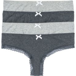 Figi brazylijskie (4 pary) bonprix szary melanż. Szare figi bonprix, w koronkowe wzory, z koronki. Za 39.96 zł.
