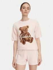 Guess T-Shirt O6BR03 Z1145 Różowy jasny Regular Fit. Czerwone t-shirty damskie Guess, xl, z aplikacjami, z syntetyku, bez kołnierzyka. Za 234.99 zł.