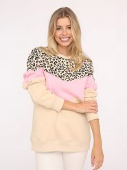 Zwillingsherz Bluza "Konny" w kolorze beżowo-jasnoróżowo-czarnym rozmiar: L/XL. Brązowe bluzy damskie Zwillingsherz, l, bez wzorów, z bawełny, bez kaptura. Za 210.95 zł.
