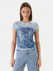 Guess T-Shirt W6GI44 K3614 Niebieski Regular Fit. Niebieskie t-shirty damskie Guess, xl, z aplikacjami, z syntetyku, bez kołnierzyka. Za 189.99 zł.