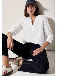 Cecil Bluzka w kolorze białym rozmiar: XL. Białe bluzki damskie Cecil, xl, bez wzorów, ze lnu, bez kołnierzyka, bez ramiączek. Za 140.95 zł.