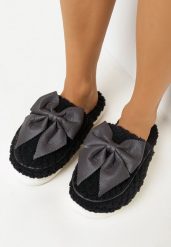 Czarne Kapcie z Futerkiem i Kokardką Caeris. Czarne kapcie damskie Born2be. Za 29.99 zł.