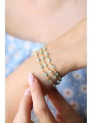 L'Atelier de Gaia Pozłacana bransoletka z akwamarynem rozmiar: onesize. Niebieskie bransoletki damskie L'Atelier de Gaia, pozłacane. Za 109.00 zł.