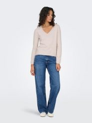 ONLY Sweter w kolorze beżowym rozmiar: L. Brązowe swetry klasyczne damskie Only, l, z materiału, bez kołnierzyka. Za 60.99 zł.