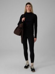 4F Legginsy dzianinowe damskie - czarne L. Czarne legginsy damskie 4F, l, bez wzorów, z bawełny. Za 129.99 zł.