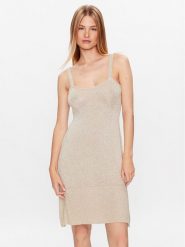 Guess Sukienka dzianinowa Marion W3GK35 Z36K0 Beżowy Slim Fit. Brązowe sukienki damskie Guess, z aplikacjami, z dzianiny, bez ramiączek. Za 939.99 zł.
