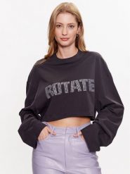 ROTATE Bluzka Rhinestone Tyra 7003211959 Szary Cropped Fit. Szare bluzki damskie ROTATE, xs, bez wzorów, z bawełny, bez kołnierzyka, bez ramiączek. W wyprzedaży za 249.99 zł.