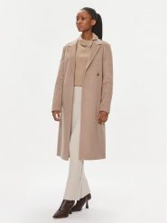 Calvin Klein Płaszcz wełniany Essential K20K205937 Beżowy Regular Fit. Brązowe płaszcze damskie Calvin Klein, na zimę, bez wzorów, z wełny, bez kaptura. Za 2,389.00 zł.