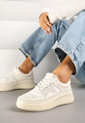 Beżowe Sneakersy z Przeszyciami i Skórzaną Wkładką na Grubej Podeszwie Daliren. Brązowe obuwie sportowe damskie Renee, z jeansu, bez zapięcia. Za 159.99 zł.