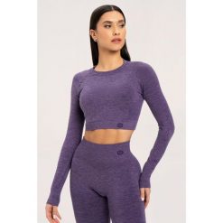 Koszulka fitness damska Gym Glamour z długim rękawem seamless. Zielone koszulki damskie GYM GLAMOUR, m, bez wzorów, bez kołnierzyka, bez ramiączek. Za 149.99 zł.