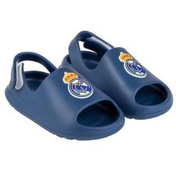Real Madryt klapki sandały na rzep beach pool flip flops granatowe. Niebieskie klapki damskie REAL MADRID, bez wzorów, bez obcasa, bez zapięcia. Za 99.00 zł.