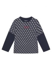 Guess Bluzka L5YI18 K8HM4 Granatowy Regular Fit. Niebieskie t-shirty i koszulki chłopięce Guess, z aplikacjami, z bawełny, bez kołnierzyka, bez ramiączek. Za 99.99 zł.