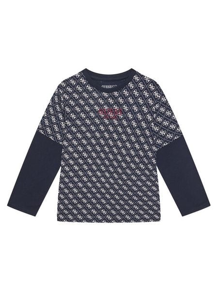 Guess Bluzka L5YI18 K8HM4 Granatowy Regular Fit. Niebieskie t-shirty i koszulki chłopięce Guess, z aplikacjami, z bawełny, bez kołnierzyka, bez ramiączek. Za 79.99 zł.