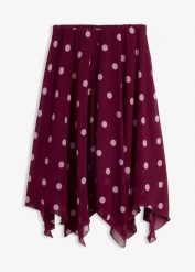 Spódnica midi z szyfonu z asymetrycznym dołem. Fioletowe spódnice damskie bonprix, bez wzorów, z szyfonu, midi. Za 149.99 zł.