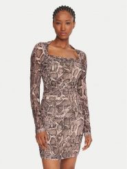 Guess Sukienka koktajlowa W5BK65 KCZC2 Beżowy Slim Fit. Brązowe sukienki damskie Guess, z aplikacjami, z syntetyku, wizytowe, bez ramiączek. Za 329.99 zł.