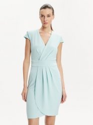 Rinascimento Sukienka koktajlowa CFC0117720003 Turkusowy Regular Fit. Niebieskie sukienki damskie Rinascimento, bez wzorów, z syntetyku, wizytowe, bez ramiączek. Za 269.99 zł.