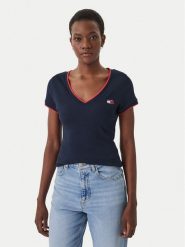 Tommy Jeans T-Shirt DW0DW22275 Niebieski Slim Fit. Niebieskie t-shirty damskie Tommy Jeans, xs, bez wzorów, z bawełny, bez kołnierzyka. Za 169.99 zł.