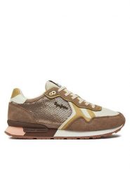 Pepe Jeans Sneakersy Brit Sequins W PLS40009 Beżowy. Brązowe obuwie sportowe damskie Pepe Jeans, z jeansu, bez zapięcia. Za 249.99 zł.