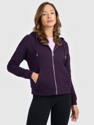 4F Bluza dresowa rozpinana z kapturem damska - fioletowa XXL. Fioletowe kardigany damskie 4F, xxl, bez wzorów, z bawełny. Za 169.99 zł.