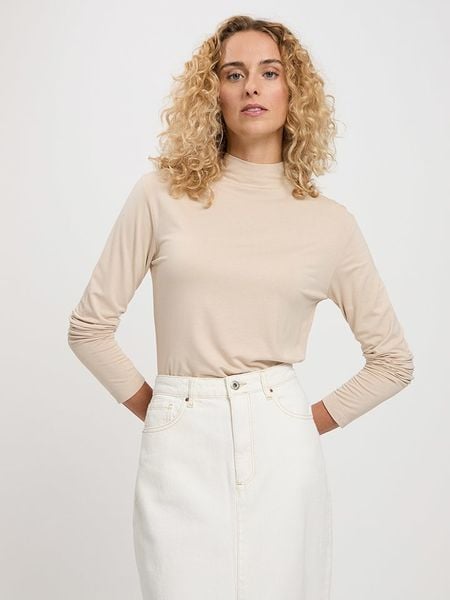 Cross Jeans Koszulka w kolorze kremowym rozmiar: M. Brązowe koszulki damskie Cross Jeans, m, bez wzorów, z jeansu, bez kołnierzyka, bez ramiączek. Za 96.37 zł.