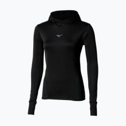 Bluza do biegania damska Mizuno Active Warm Hooded. Czarne bluzy damskie Mizuno, s, bez wzorów, z elastanu, bez kaptura. Za 139.99 zł.