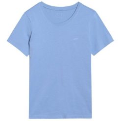 Koszulka Damska F2356. Niebieskie koszulki damskie 4F, bez wzorów, bez kołnierzyka, bez ramiączek. Za 78.99 zł.