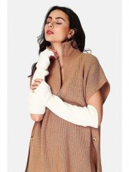 ASSUILI Ocieplacze w kolorze kremowym na ręce rozmiar: onesize. Brązowe rękawiczki damskie Assuili, bez wzorów, ze splotem. Za 56.99 zł.