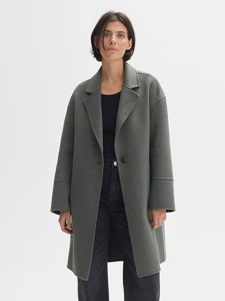 OPUS Płaszcz przejściowy w kolorze ciemnozielonym rozmiar: 40. Zielone płaszcze damskie Opus, bez wzorów, z wełny, bez kaptura. Za 354.94 zł.