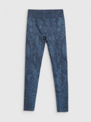 4F Legginsy treningowe bezszwowe damskie - turkusowe M/L. Niebieskie legginsy damskie 4F, l, bez wzorów, z dzianiny. Za 149.99 zł.