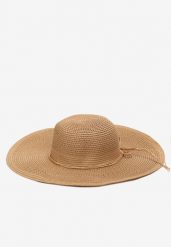 Beżowy Pleciony Kapelusz z Szerokim Rondem i Wiązaniem Xandothea. Brązowe kapelusze damskie Born2be, bez wzorów, eleganckie. Za 39.99 zł.