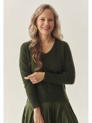 TATUUM Kaszmirowy sweter w kolorze khaki rozmiar: S. Brązowe swetry klasyczne damskie TATUUM, s, z kaszmiru, bez kołnierzyka. Za 374.95 zł.