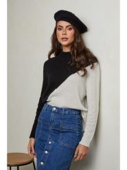 Joséfine Sweter "Csorna" w kolorze biało-czarnym rozmiar: S. Białe swetry klasyczne damskie Joséfine, s, z kaszmiru, bez kołnierzyka. Za 195.99 zł.