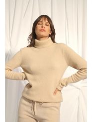 Just Cashmere Kaszmirowy golf "June" w kolorze beżowym rozmiar: L. Brązowe golfy damskie Just Cashmere, l, bez wzorów, z kaszmiru, bez ramiączek. Za 478.62 zł.