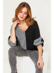 Joséfine Sweter "Josef" w kolorze szaro-czarnym rozmiar: M. Czarne swetry klasyczne damskie Joséfine, m, z wełny, bez kołnierzyka. Za 153.71 zł.