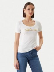 Just Cavalli T-Shirt 80PAHT02 CJ502 Biały Slim Fit. Białe t-shirty damskie Just Cavalli, s, bez wzorów, z bawełny, bez kołnierzyka. Za 374.99 zł.