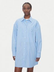 Tommy Jeans Sukienka koszulowa DW0DW21122 Niebieski Relaxed Fit. Niebieskie sukienki damskie Tommy Jeans, bez wzorów, z bawełny, bez ramiączek. Za 469.99 zł.