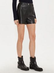 Morgan Szorty z imitacji skóry 242-SHILY Czarny Regular Fit. Czarne szorty damskie Morgan, bez wzorów, ze skóry. Za 159.99 zł.
