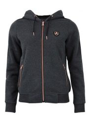 Peak Mountain Kurtka polarowa w kolorze ciemnoszarym rozmiar: XL. Czarne kurtki damskie Peak Mountain, xl, z aplikacjami, z polaru, bez kaptura. Za 173.99 zł.