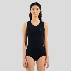 Koszulka bez rękawów damska ODLO Merino 160 BL Top Crew Neck Singlet. Czarne koszule nocne i halki ODLO, bez wzorów, bez ramiączek. Za 279.99 zł.