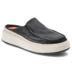 Klapki damskie Jeep, na grubej platformie materiałowe z okrągłym noskiem, czarne, JL51502A-062. Czarne klapki damskie Jeep, bez wzorów, z materiału, z okrągłym noskiem, bez obcasa, na platformie, bez zapięcia. Za 246.99 zł.