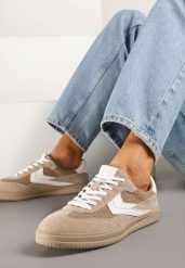 Brązowe Skórzane Sneakersy w Stylu Klasycznych Tenisówek Falithiela. Brązowe obuwie sportowe damskie Born2be, z jeansu, bez zapięcia, tenisowe. Za 169.99 zł.