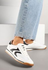 Białe Sneakersy w Stylu Tenisówek Julirelle. Białe obuwie sportowe damskie Born2be, z jeansu, bez zapięcia, tenisowe. Za 84.99 zł.